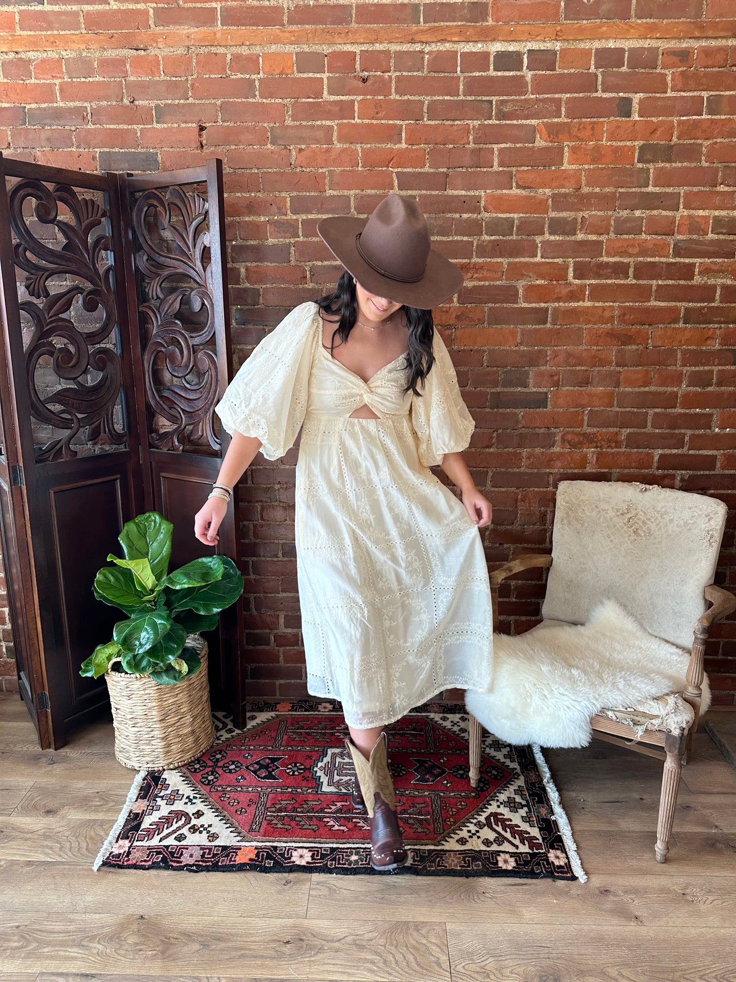 Kye Embroidered Midi Dress