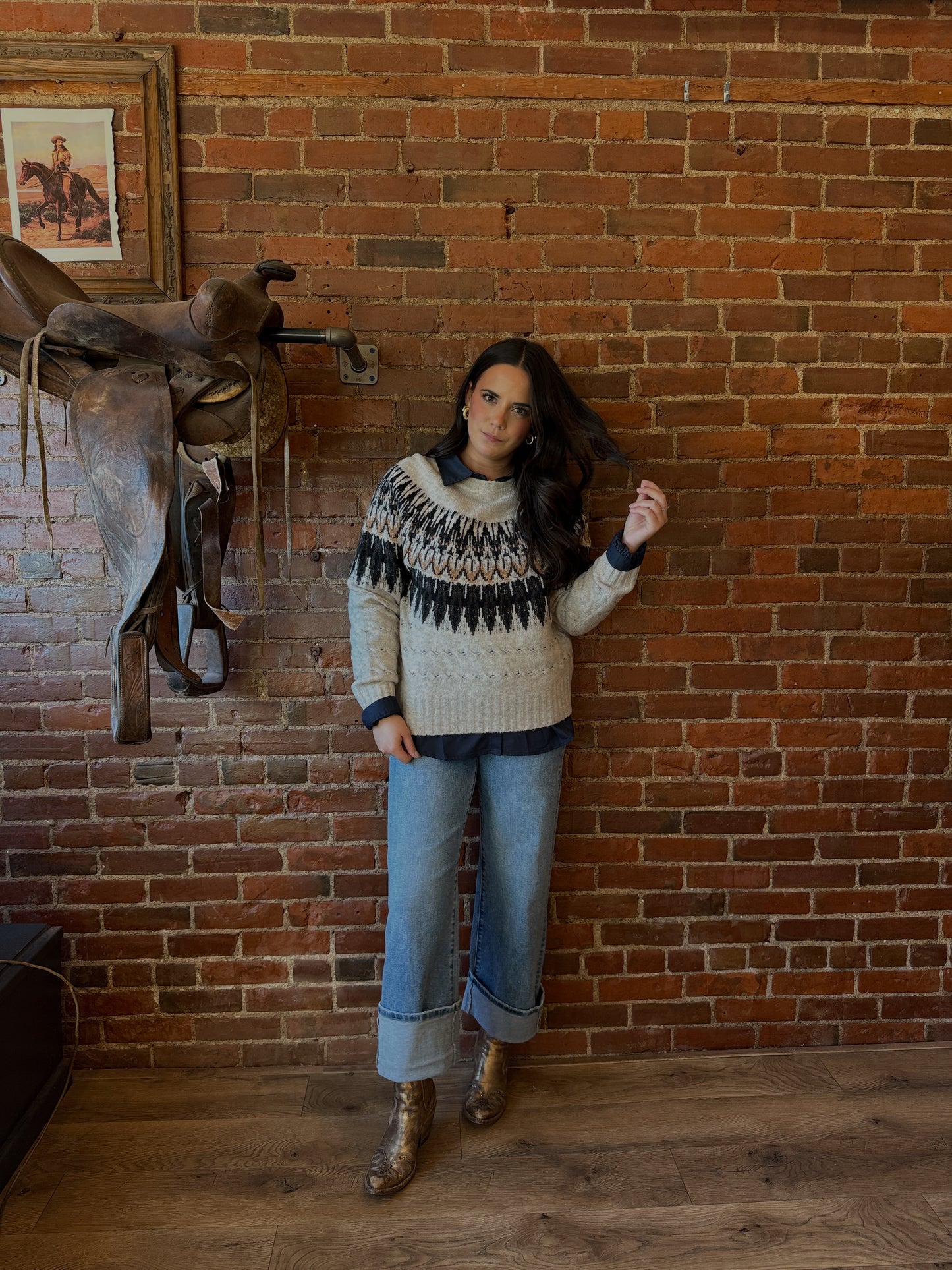 Cable Knit Fair Isle Sweater