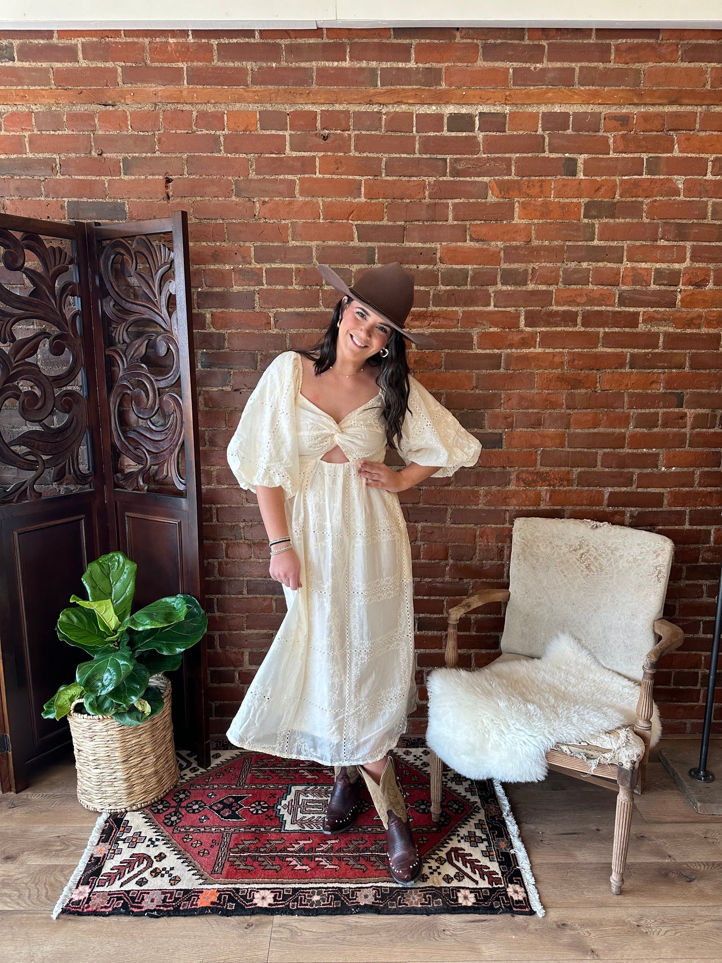 Kye Embroidered Midi Dress