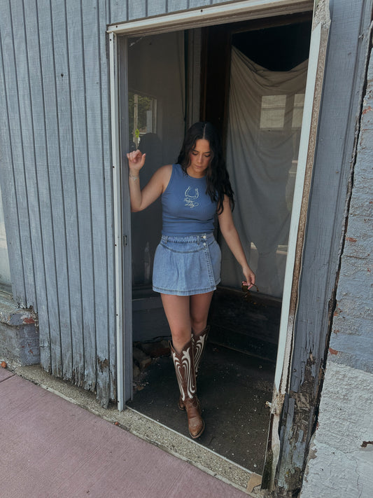 Denim Pleated Skort