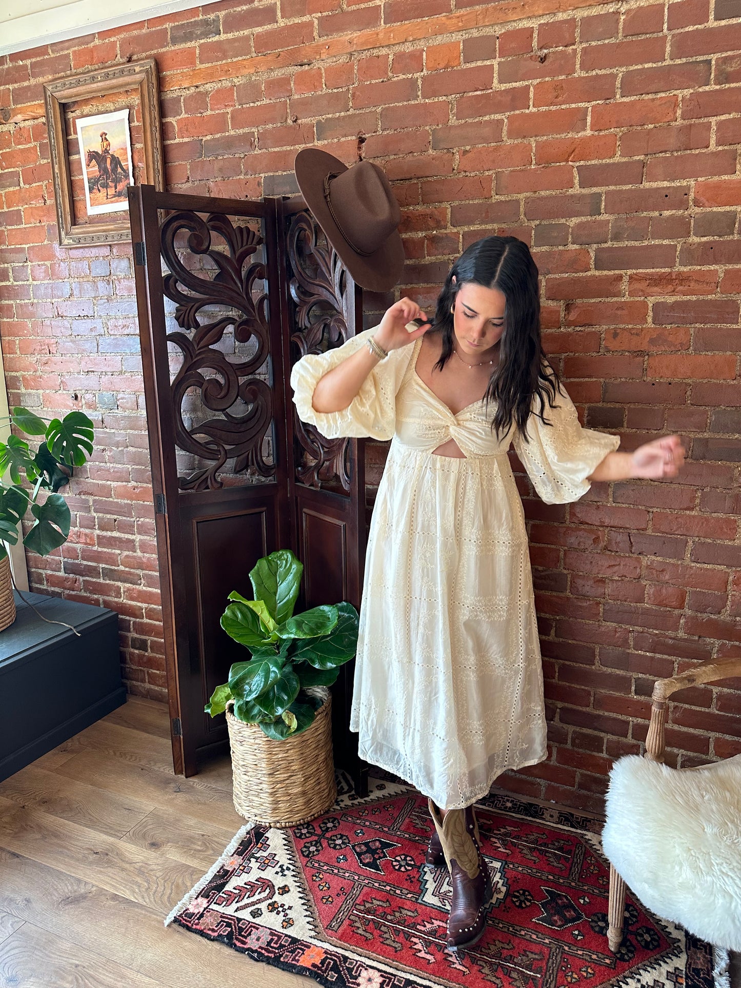 Kye Embroidered Midi Dress