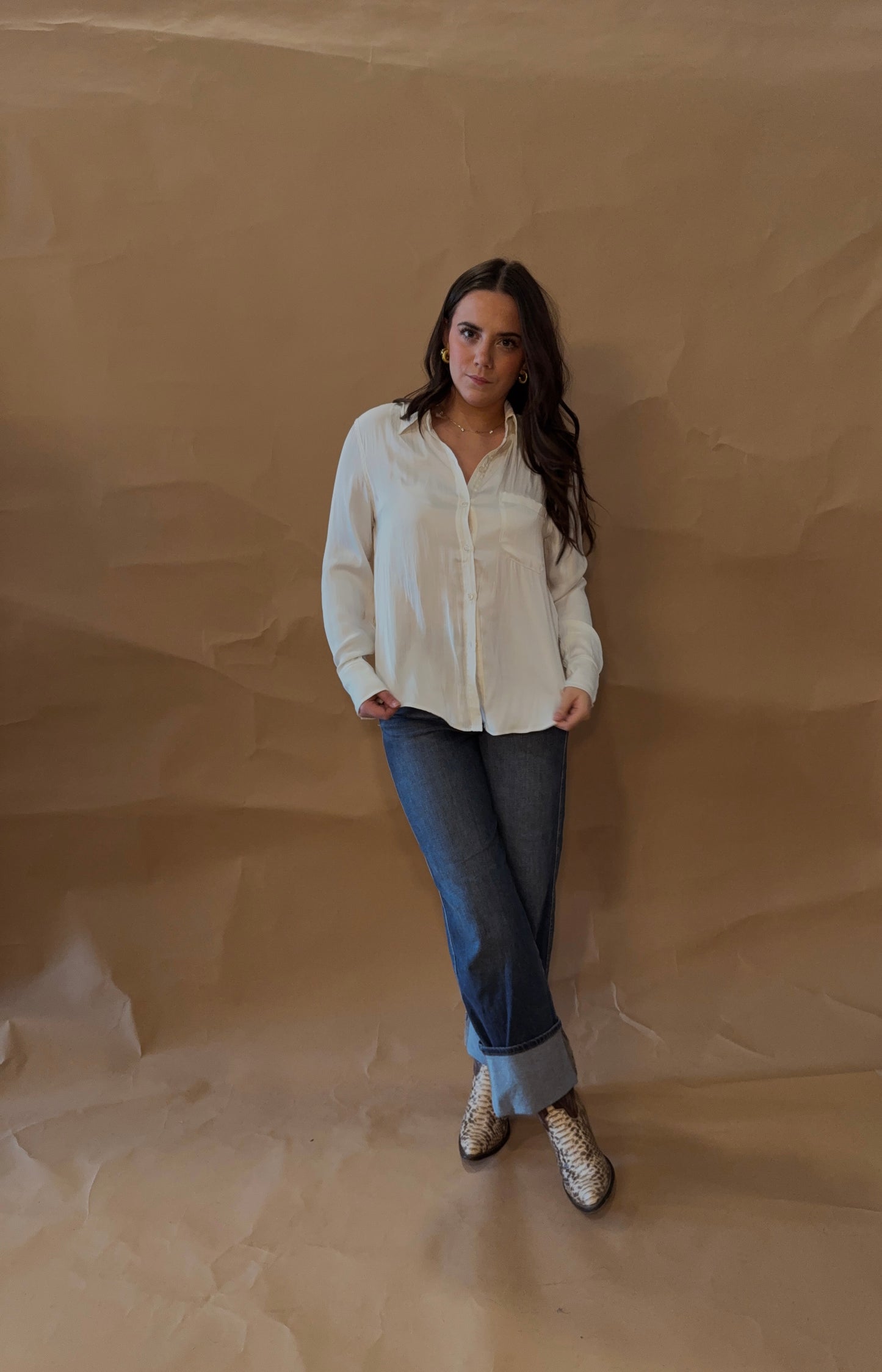 Annie Satin Button Up