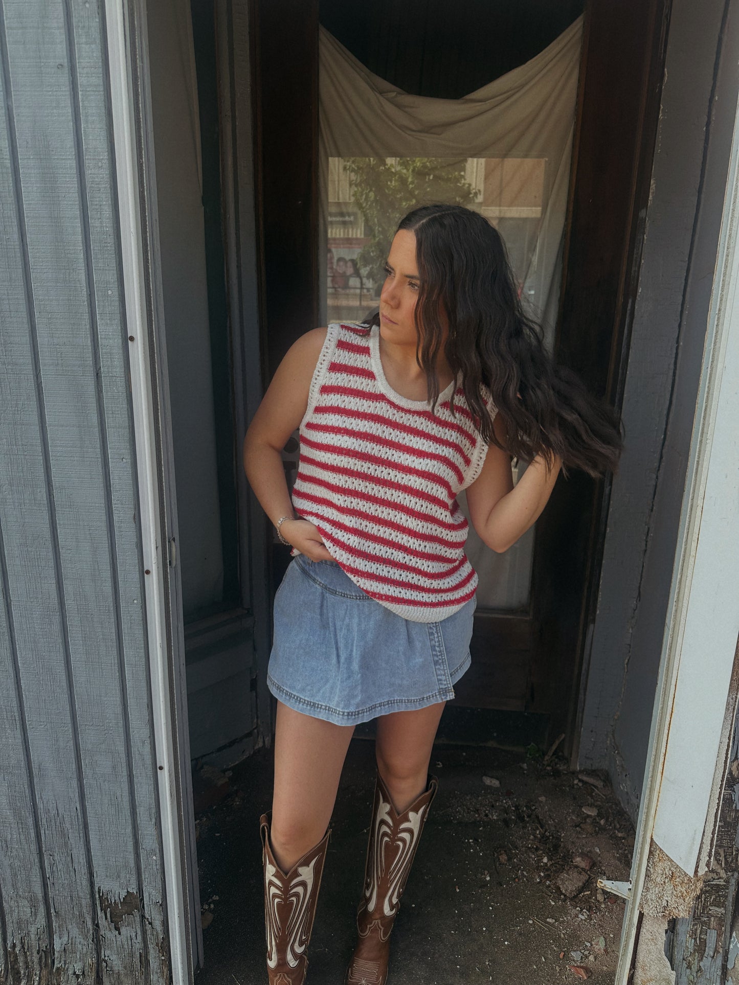 Denim Pleated Skort