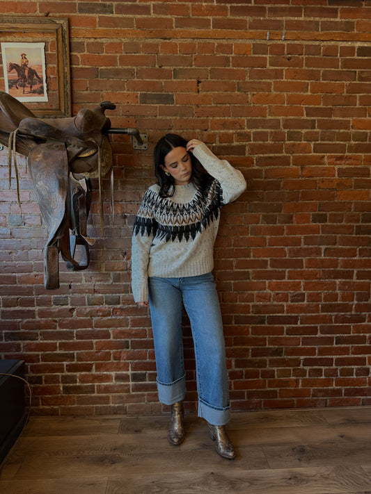 Cable Knit Fair Isle Sweater