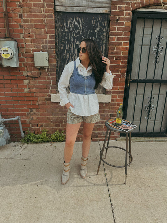 Zipper Denim Vest