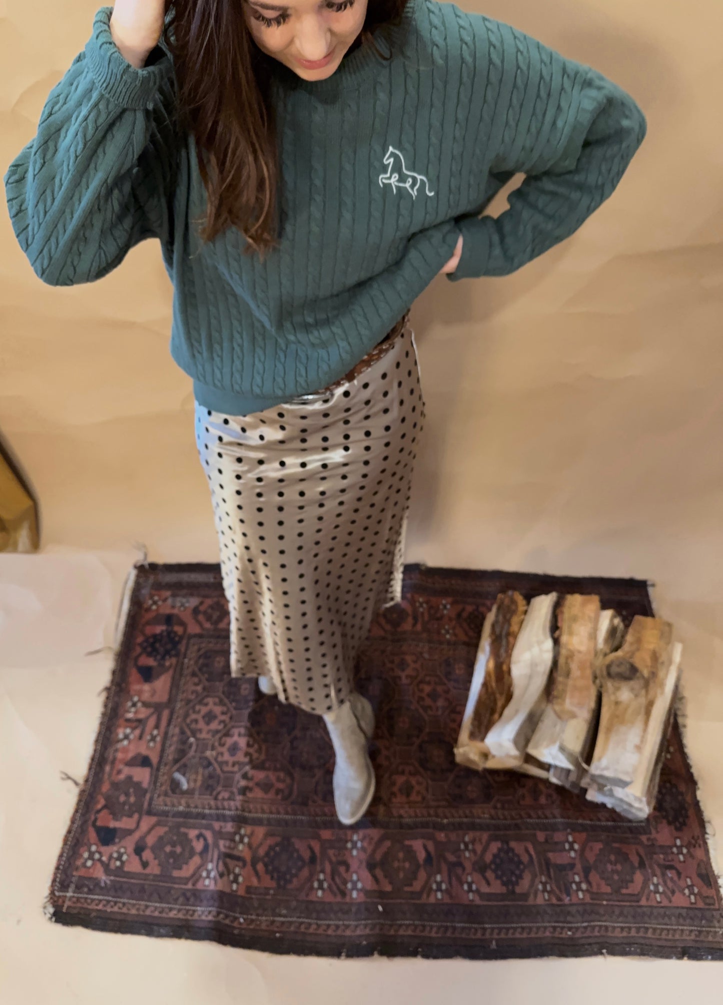 Cable Knit Horse Sweater