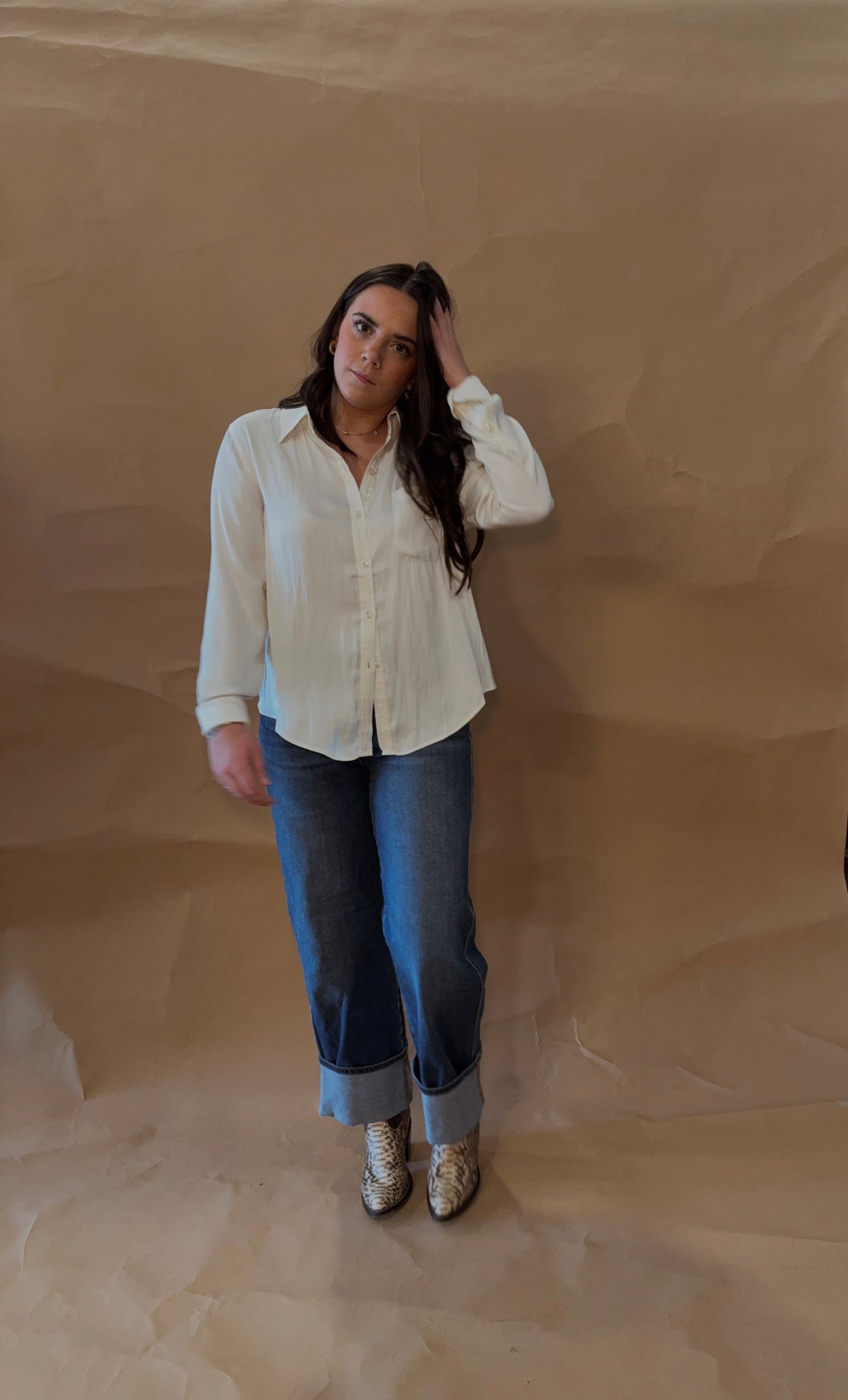 Annie Satin Button Up