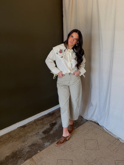 Lucky Gingham Barrel Jeans