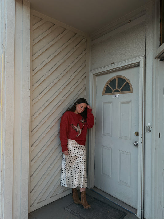 Polka Dot Nights Midi Skirt