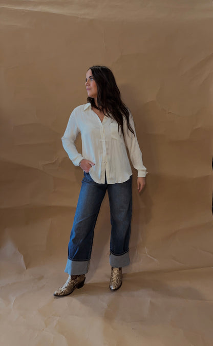 Annie Satin Button Up