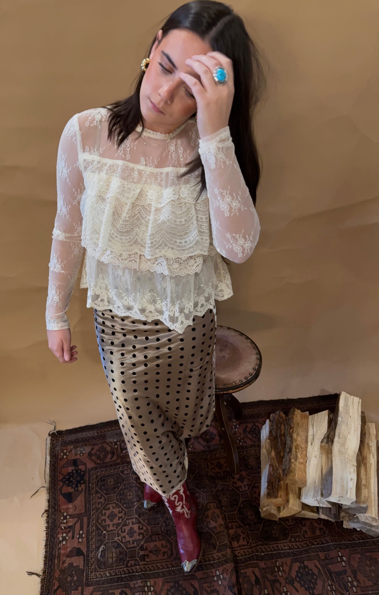 Lillian Lace Ruffle Blouse