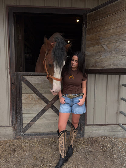 Horse Embroidered Baby Tee