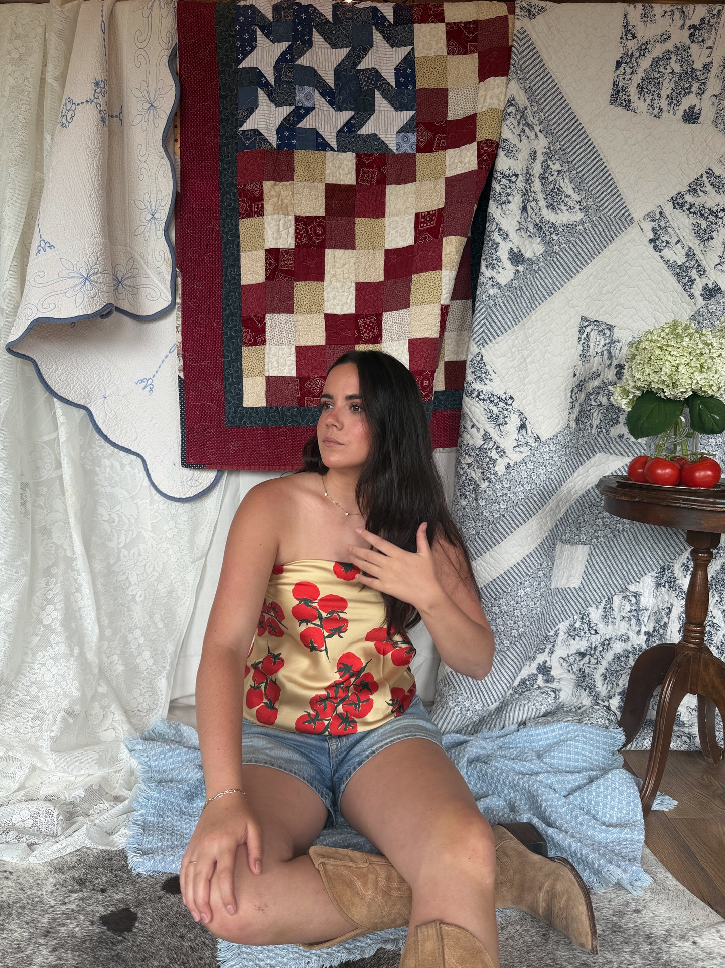 Tomato Satin Tube Top