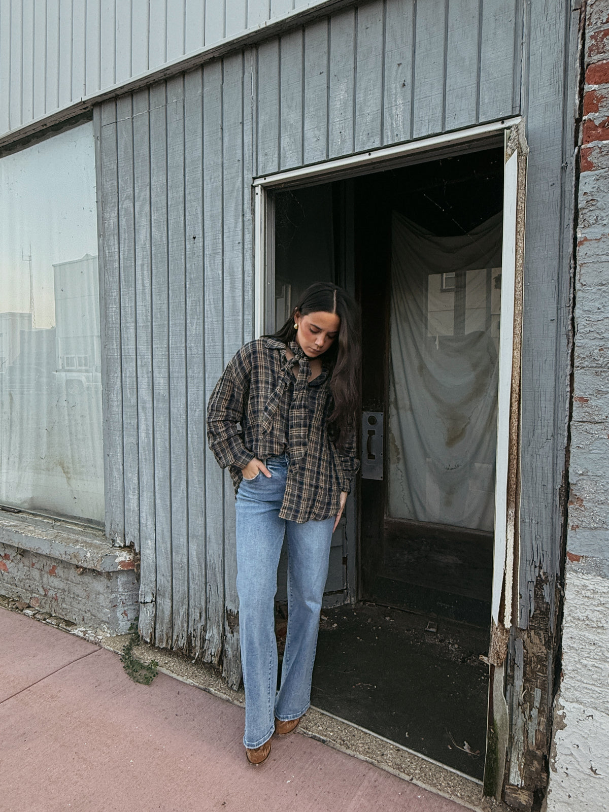 Teller Plaid Shirt with Matching Scarf