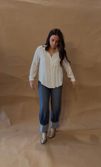 Annie Satin Button Up