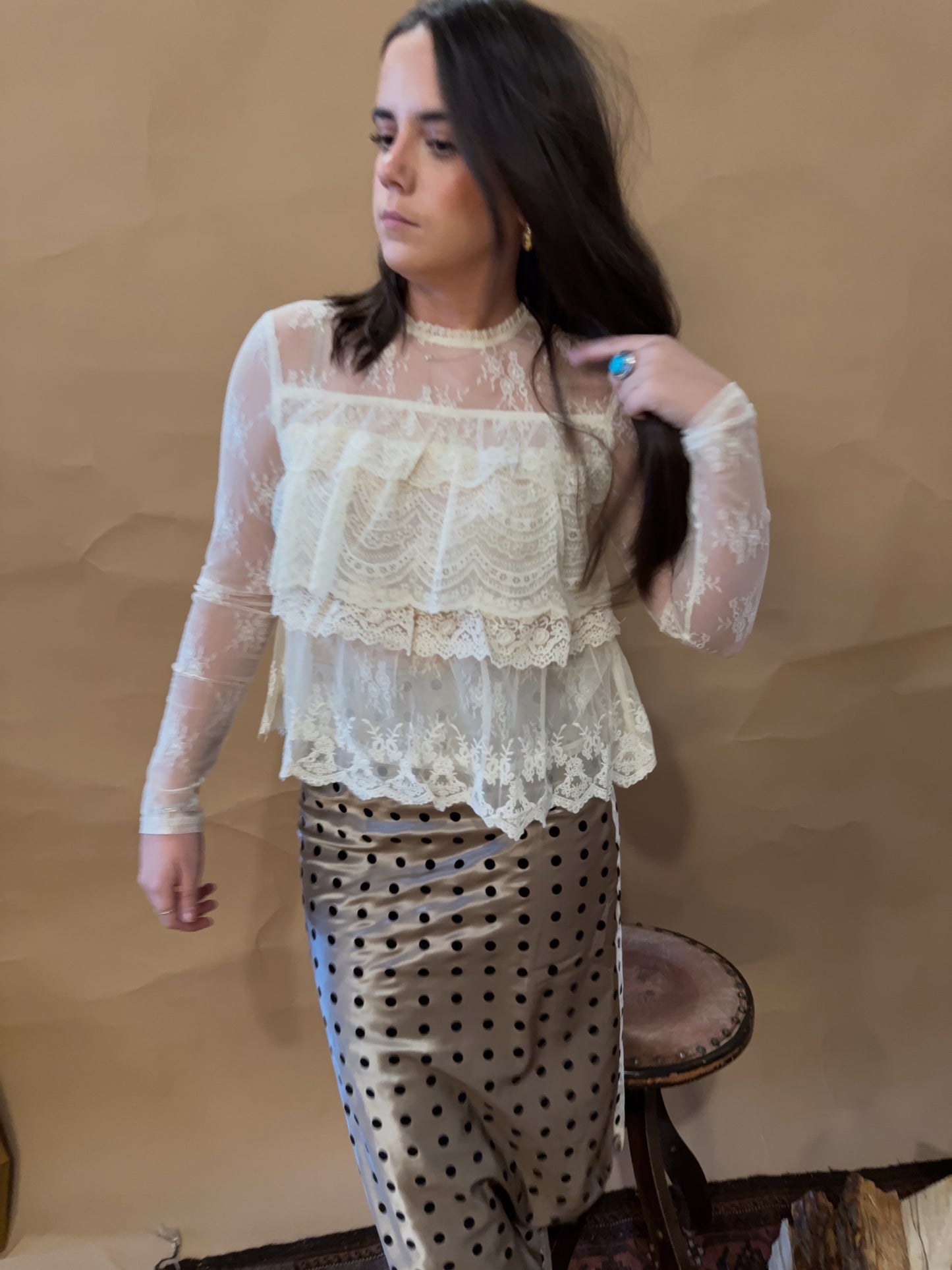 Lillian Lace Ruffle Blouse