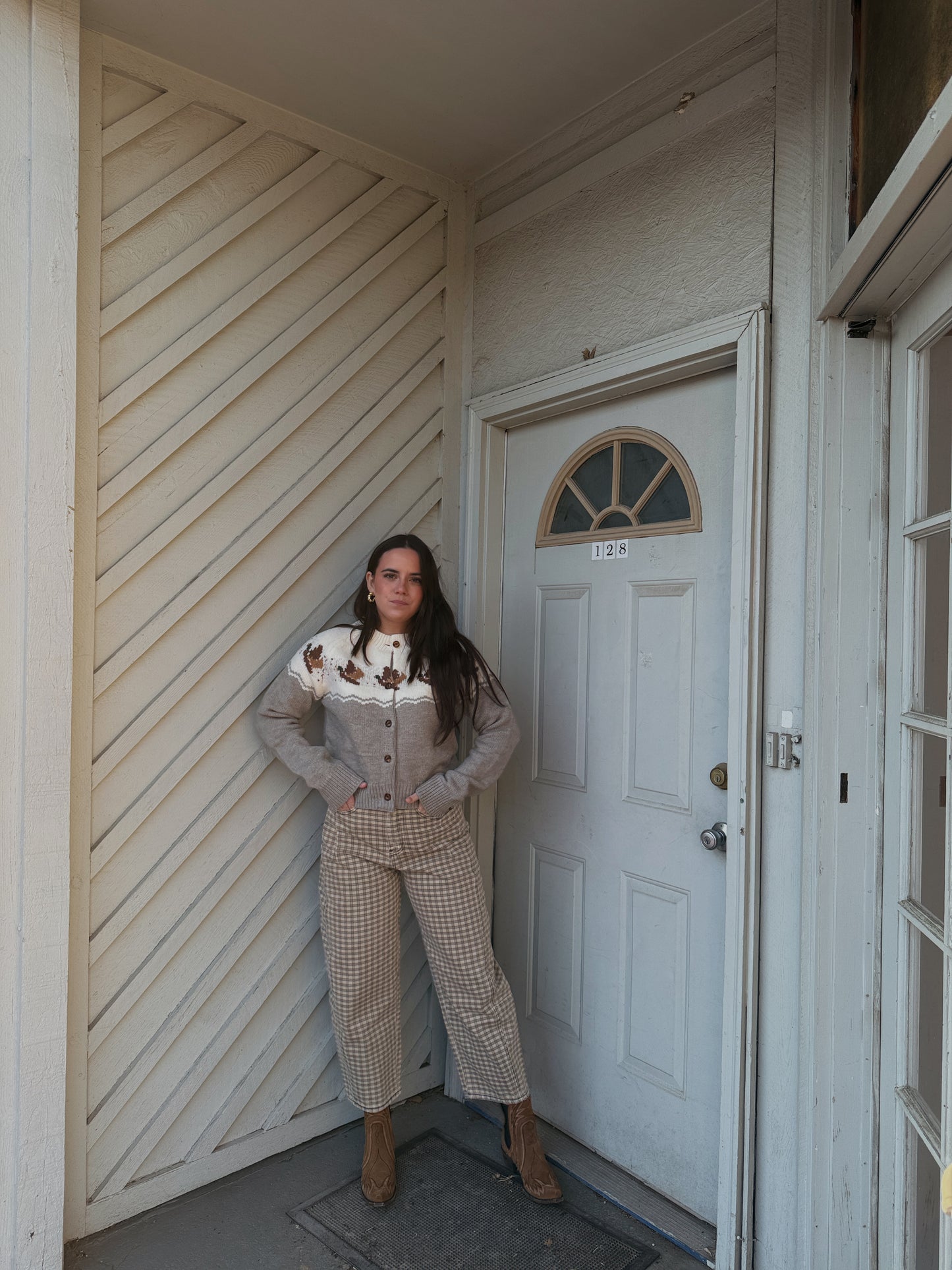 Gingham Barrel Jeans