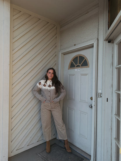 Gingham Barrel Jeans