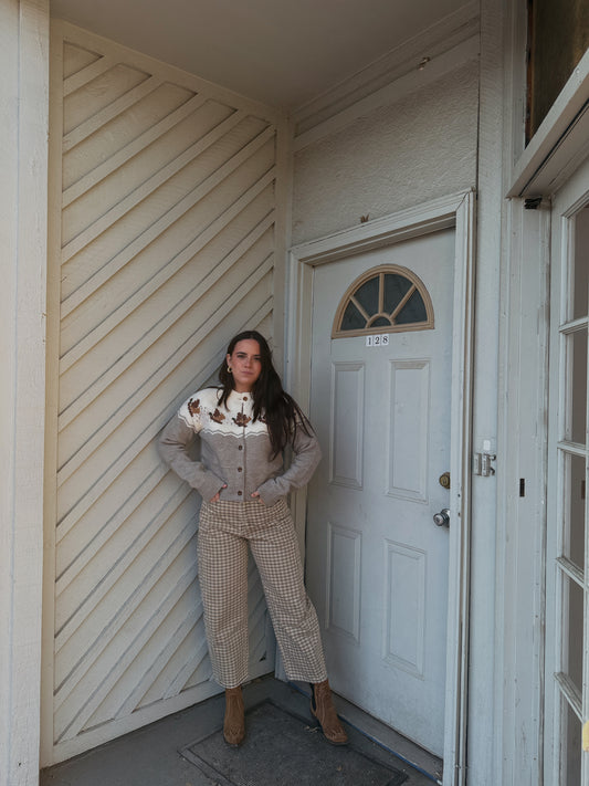 Gingham Barrel Jeans