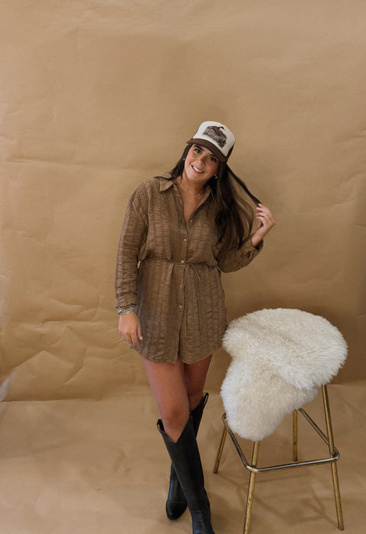 Velvet Nights Button Up Romper