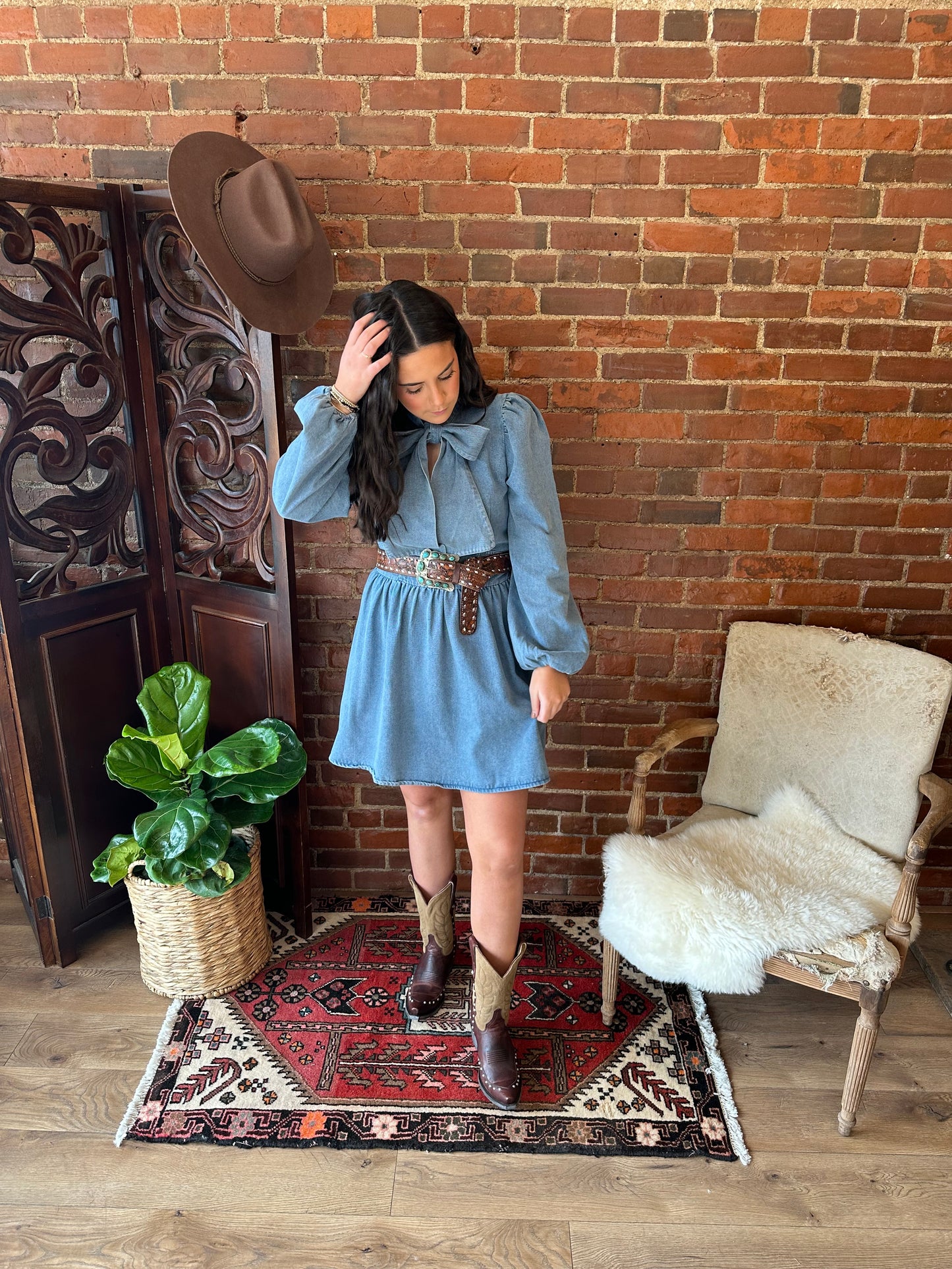 Bella Bow Tie Denim Dress