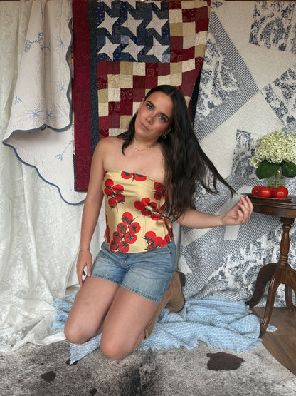 Tomato Satin Tube Top