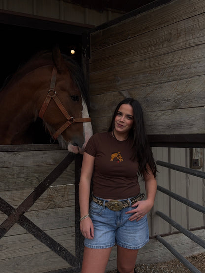 Horse Embroidered Baby Tee