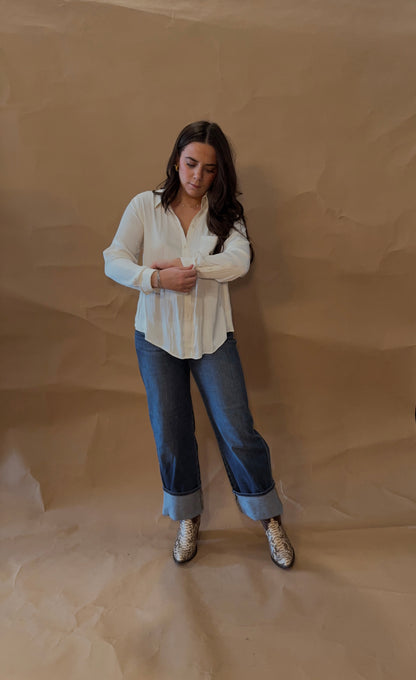 Annie Satin Button Up