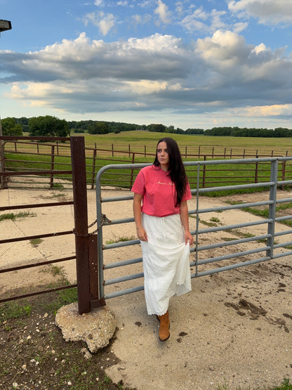 Eyelet Tiered Maxi Skirt