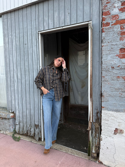 Teller Plaid Shirt with Matching Scarf