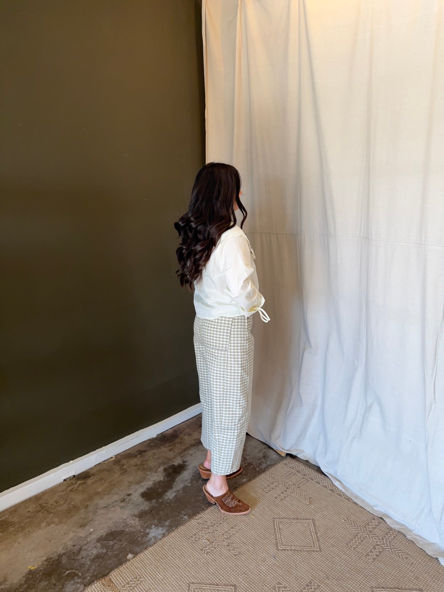 Lucky Gingham Barrel Jeans