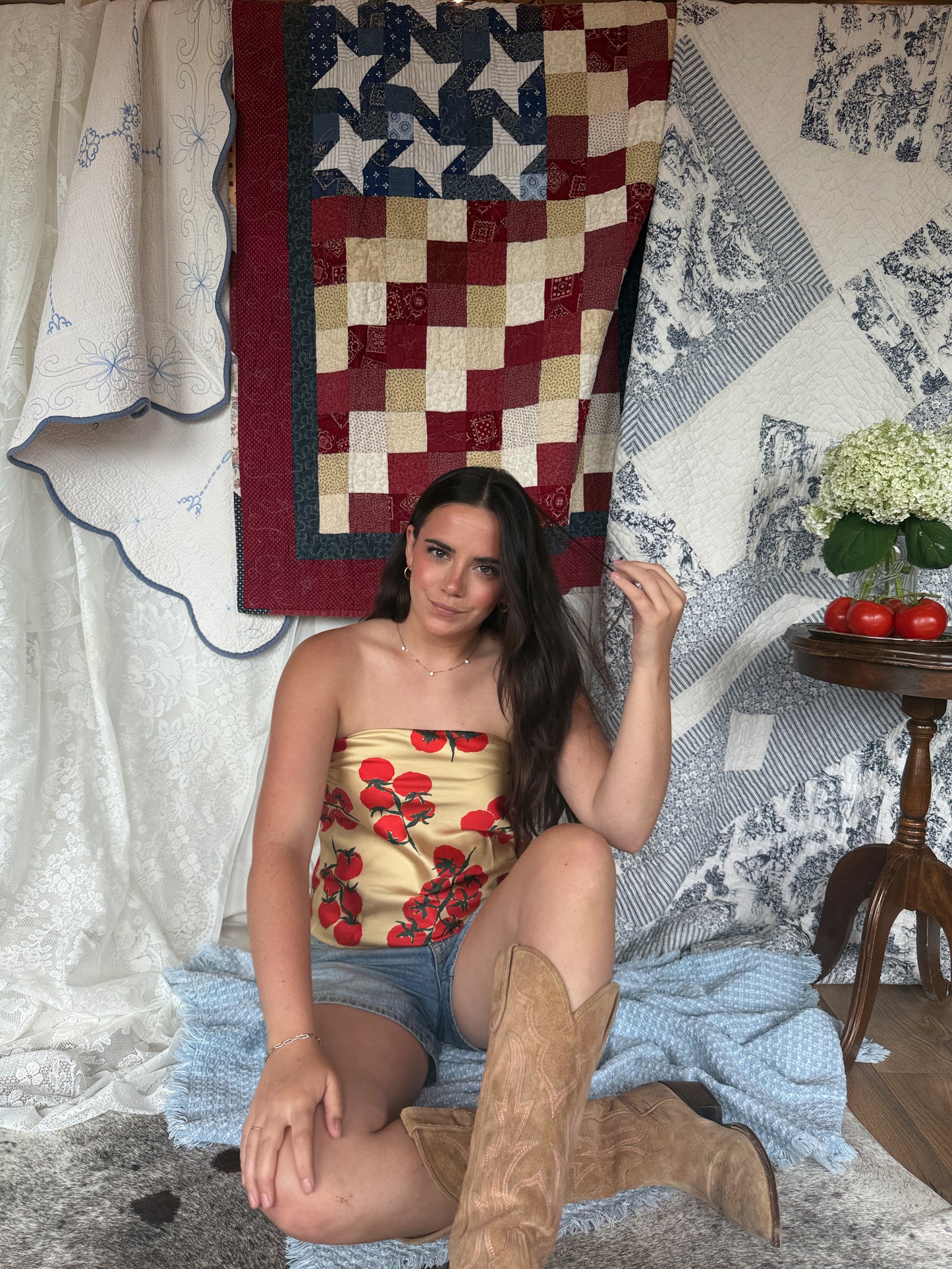 Tomato Satin Tube Top
