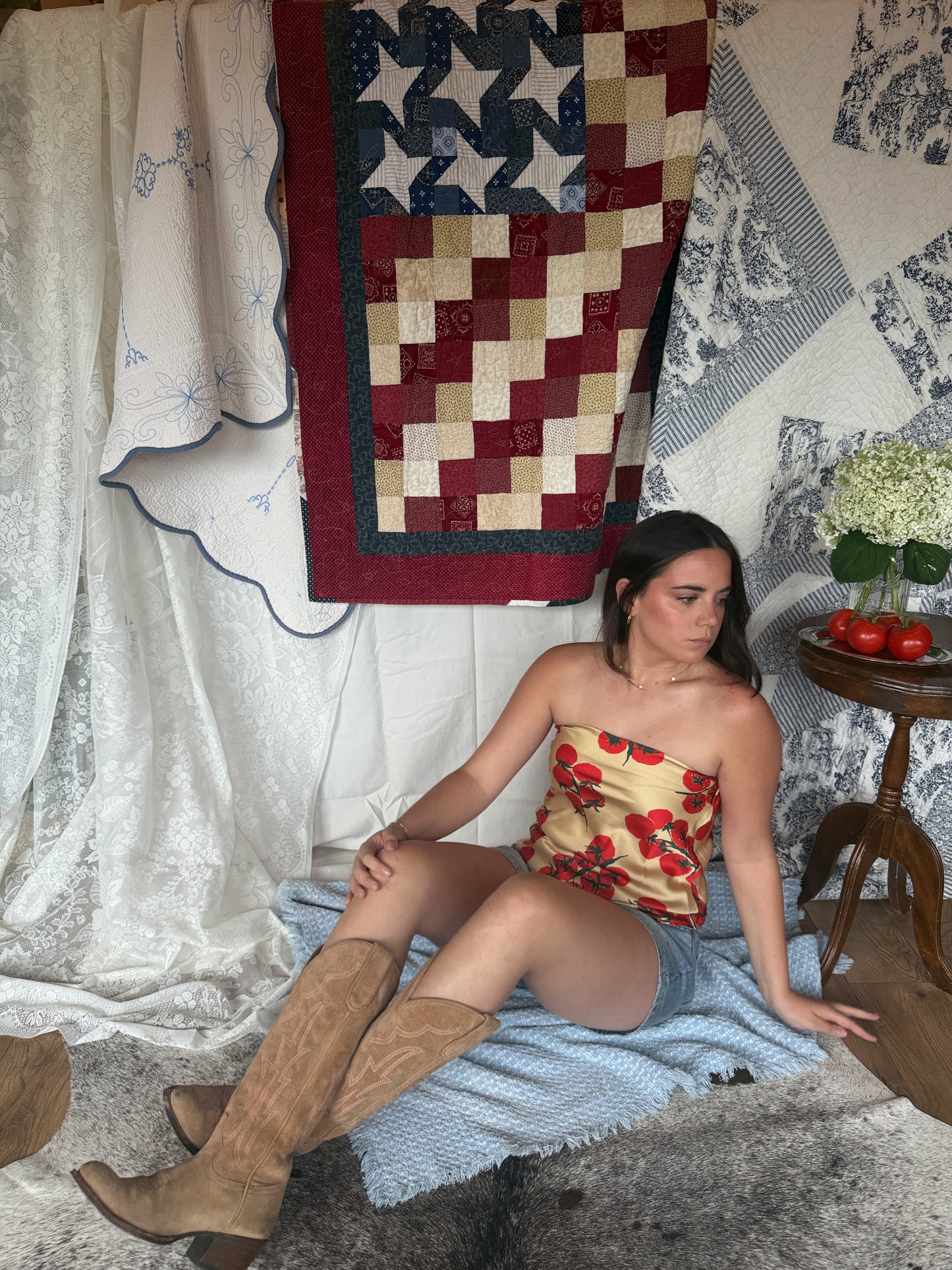 Tomato Satin Tube Top