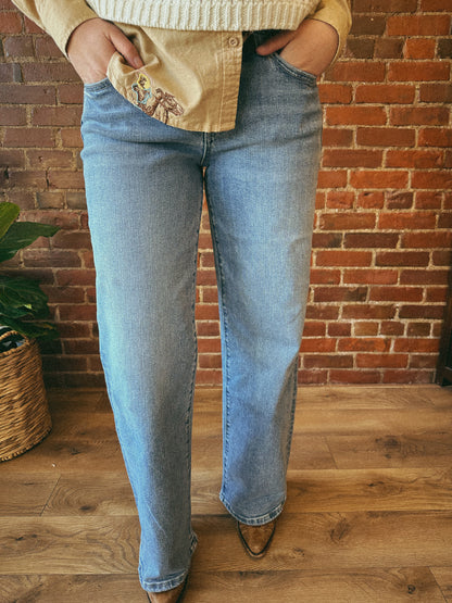 Olivia Belted Wide Leg Jeans