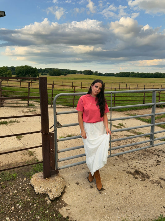 Eyelet Tiered Maxi Skirt