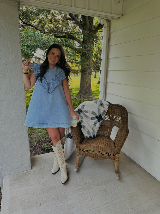 Sana Ruffle Denim Dress