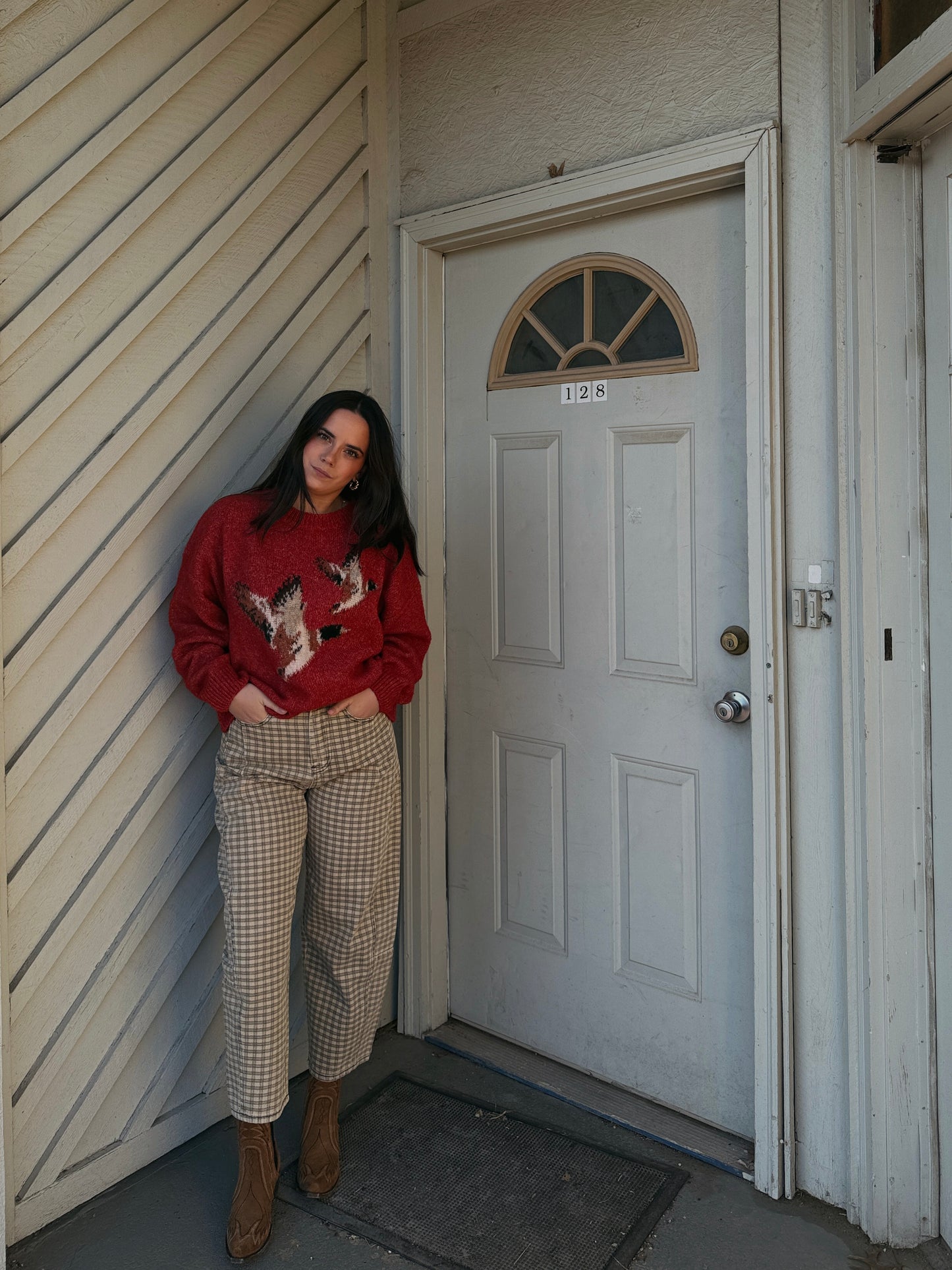 Gingham Barrel Jeans