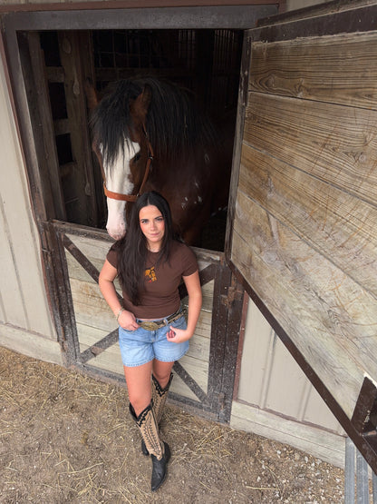 Horse Embroidered Baby Tee