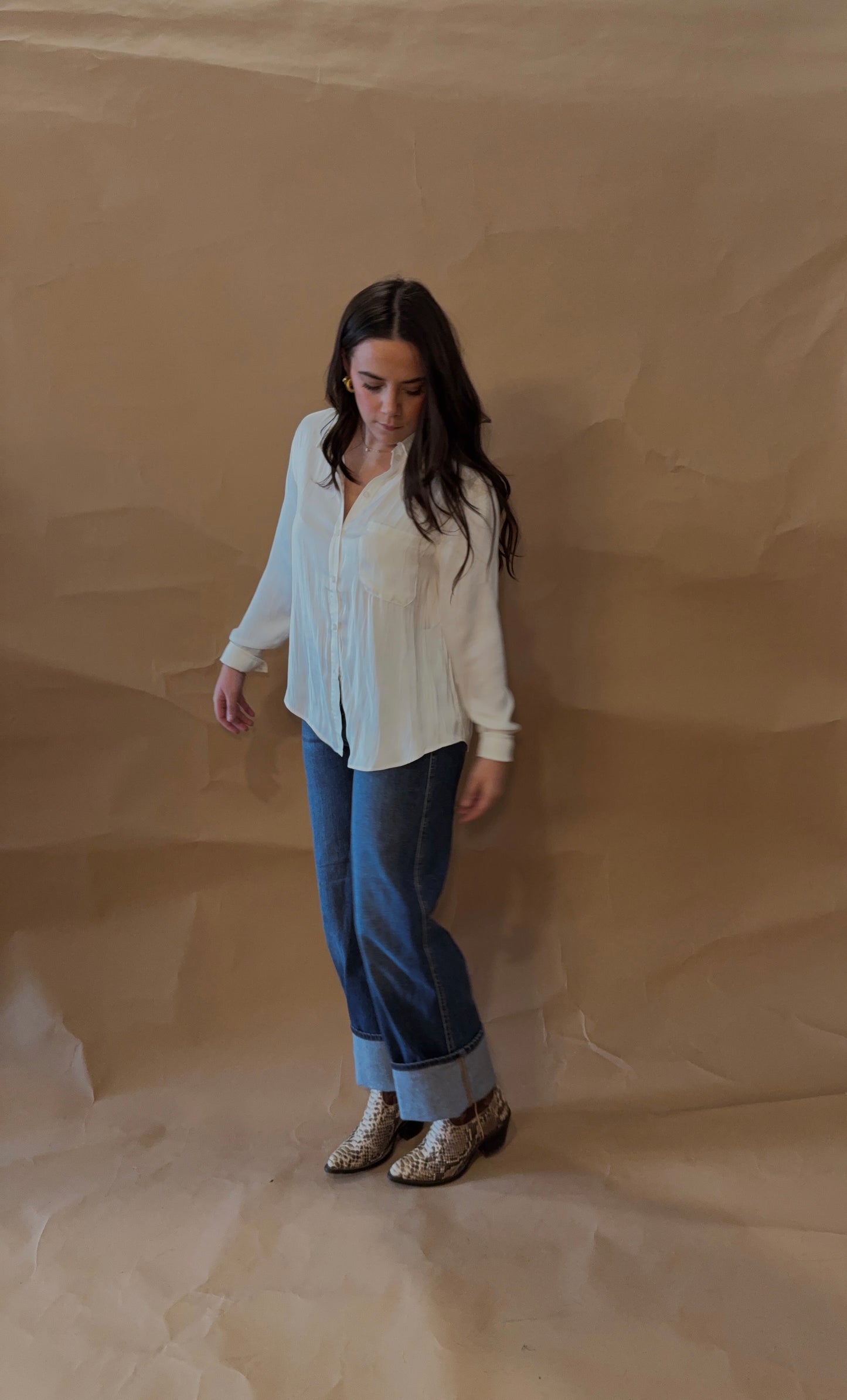 Annie Satin Button Up