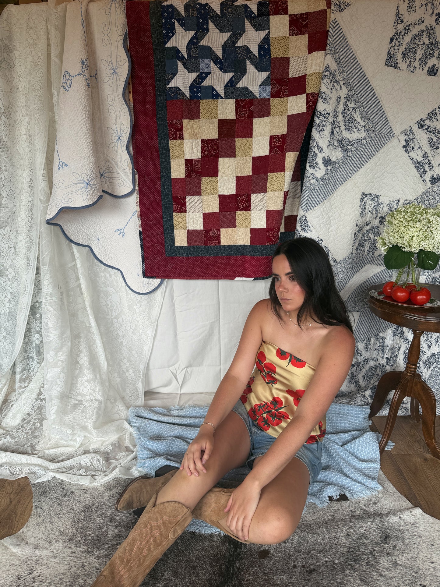 Tomato Satin Tube Top