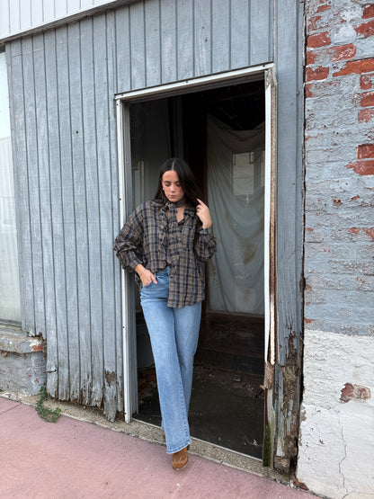Teller Plaid Shirt with Matching Scarf