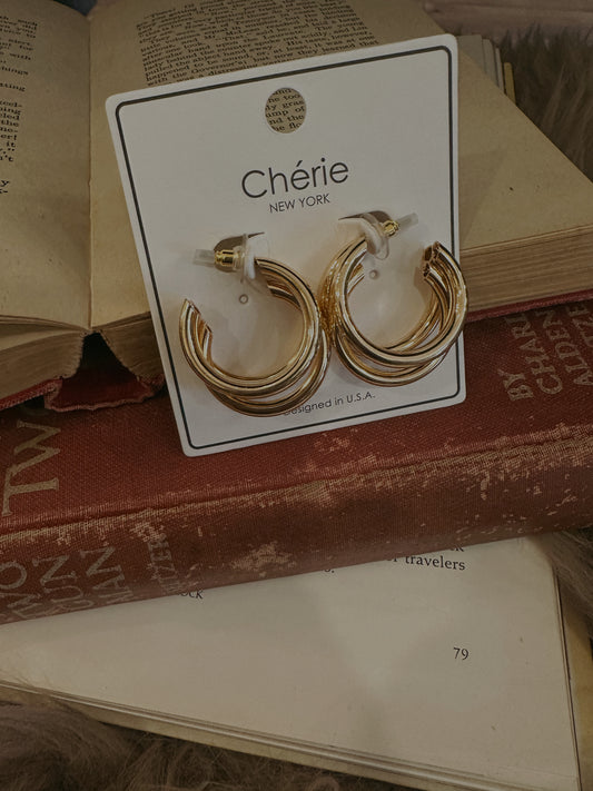 Three Ring Hoop Earrings