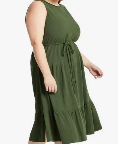 Braided Neck Tiered Dress | Plus