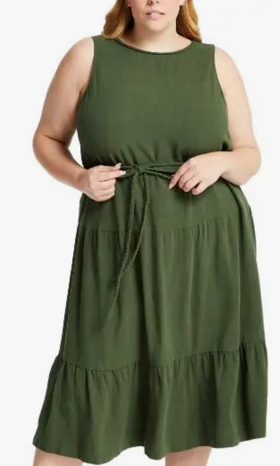Braided Neck Tiered Dress | Plus